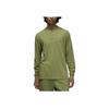 Wordmark Embroidered Ribbed Crewneck Long Sleeve Sport T-shirt Men Tops Light-Olive FJ0702-340