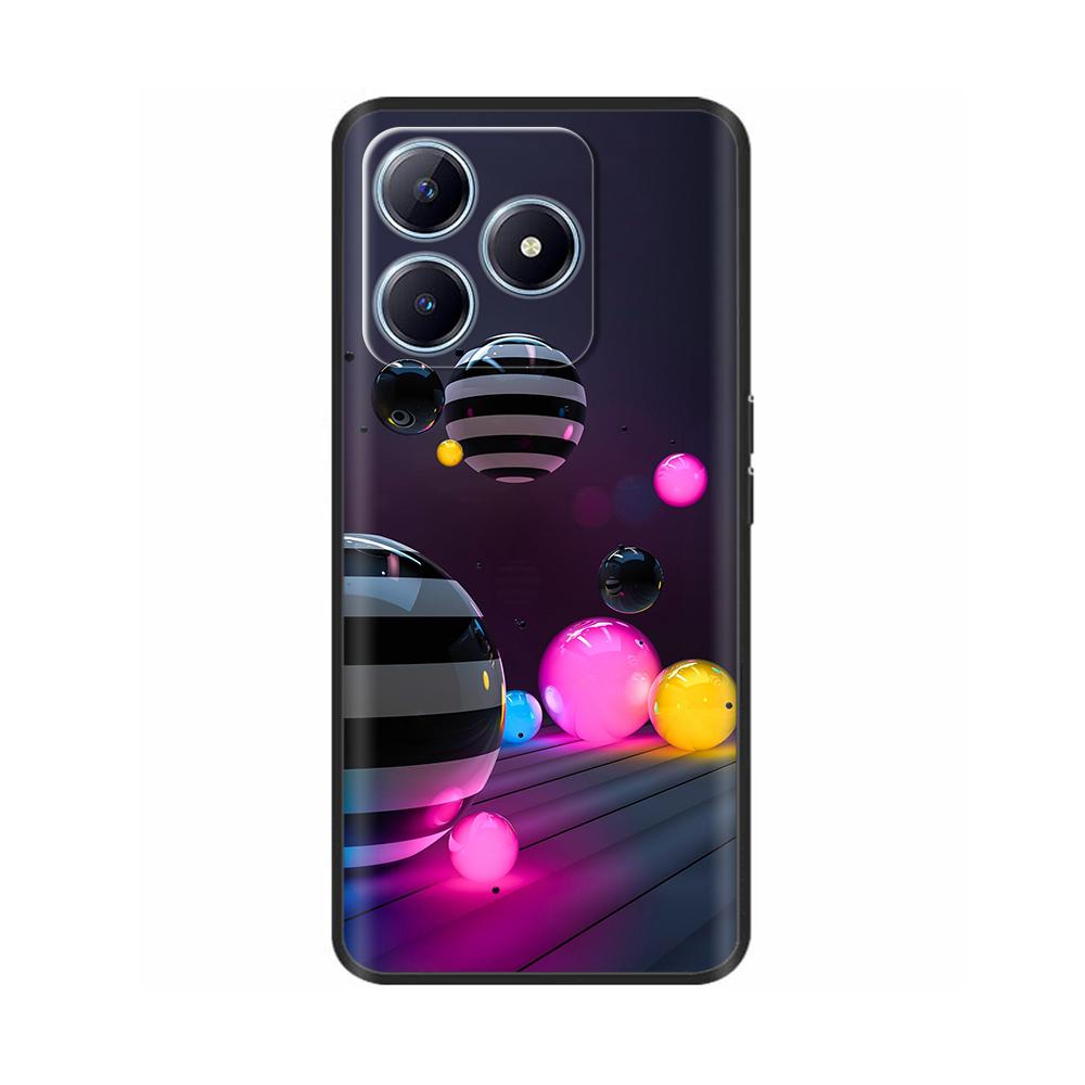 Case For Realme C63 Soft TPU Black Silicone Back Cover For RealmeC63 Cases Cute Protective Shell Painted Colorful Bumper Coque