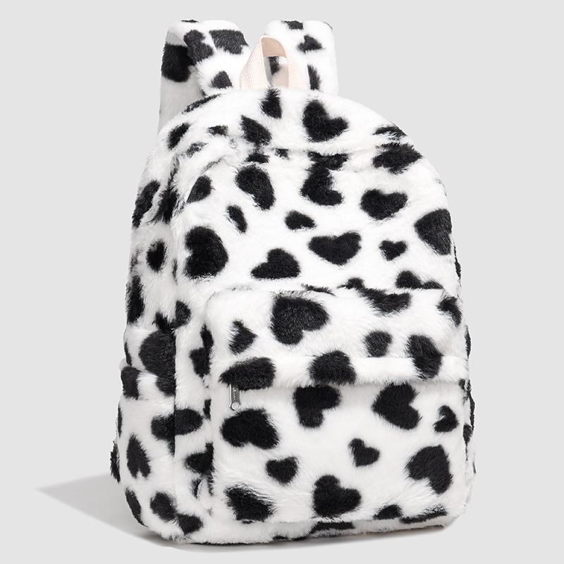 2026 High Quality Casual Plush Sweet Interior Zipper Pocket School Bags Fashion Color Blocking Large Capacity Commute Backpacks
