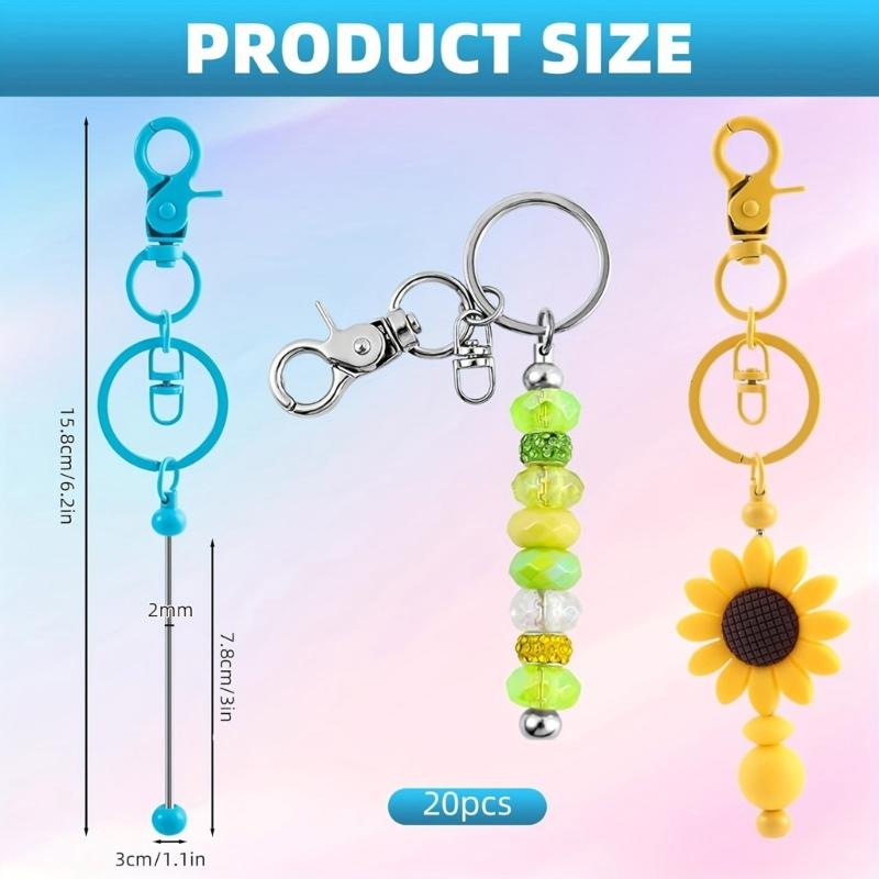 20 Pieces Alloy Bead Keychain Set Sturdy Lobster Clasp Jewelry Making Set for Keyrings and Craft Supplies Daily Use