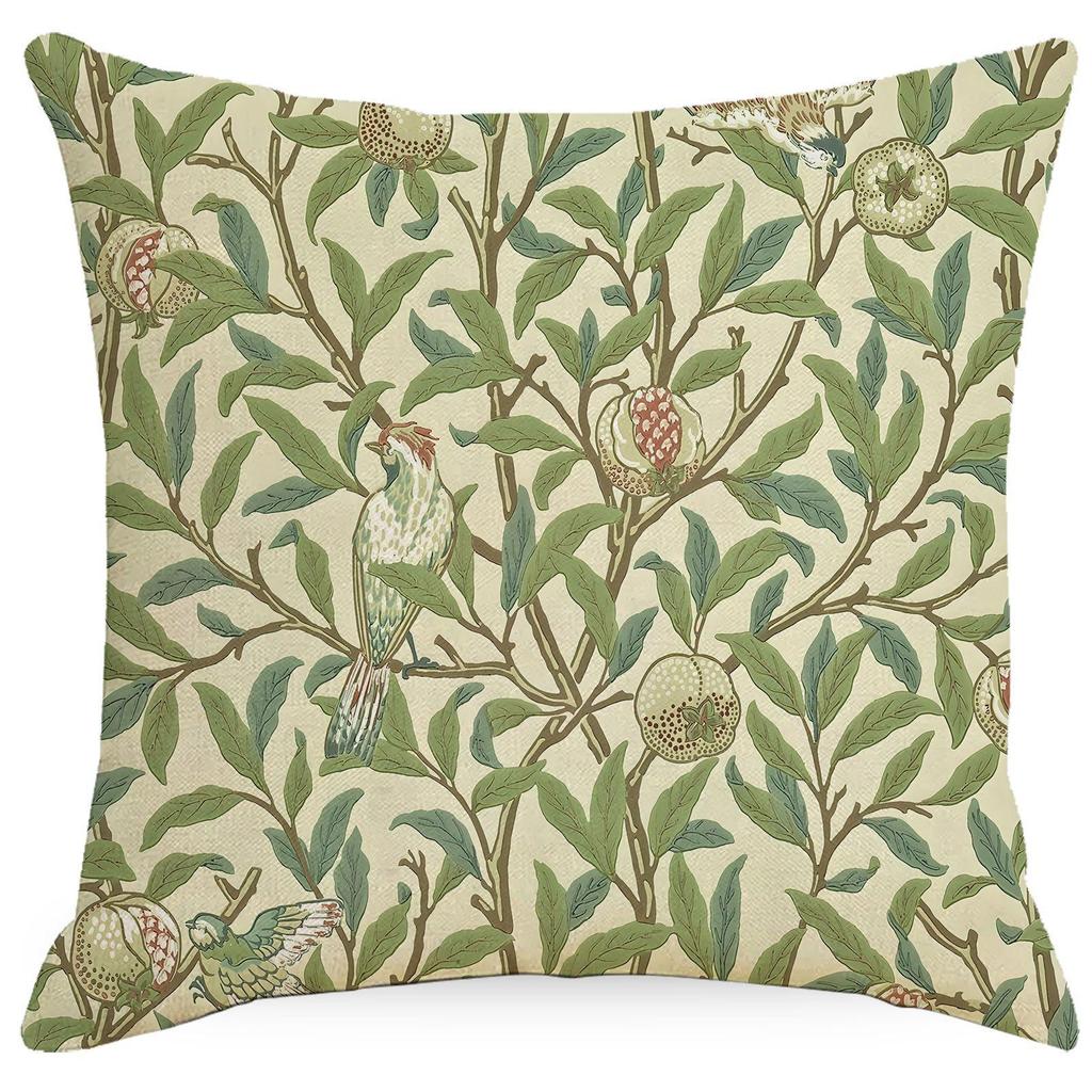 1pcs 45cm Retro Floral Plant Print Cushion Pillow Cover Vintage Decorative Throw Pillow Case for Sofa Bed Home Decor Pillowcase