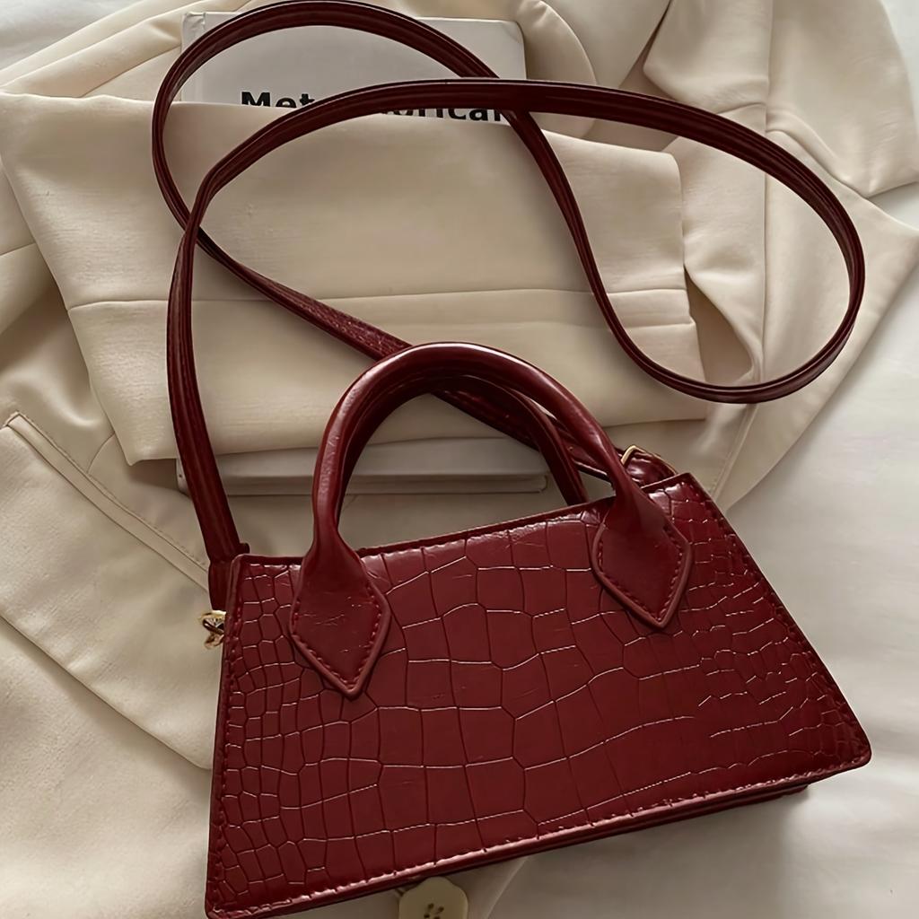 Burgundy Red Elegant Small Bag, Adjustable Shoulder Strap and Zipper Closure, Suitable for Travel and Daily Use