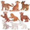 Hand-Painted Wild Animal Figures: Lion, Tiger Cub, Lynx, Leopard
