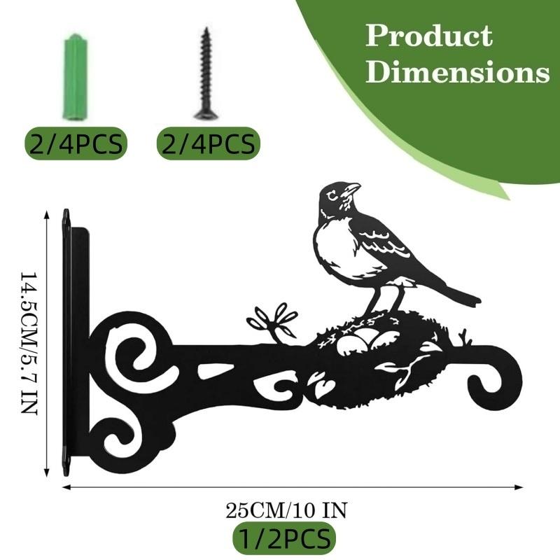 1/2Pcs Heavy Duty Outdoor Hanging Basket Brackets, Iron Plant Hanger Wall Hooks for Bird Feeders, Planters, Lanterns, Fence & Wind Chimes