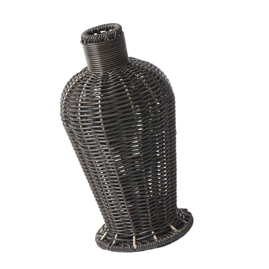 Farmhouses Vintage Faux Rattan Woven Flower Vase for Home Kitchen Imitation Wicker Florals Holder Container Table Decors