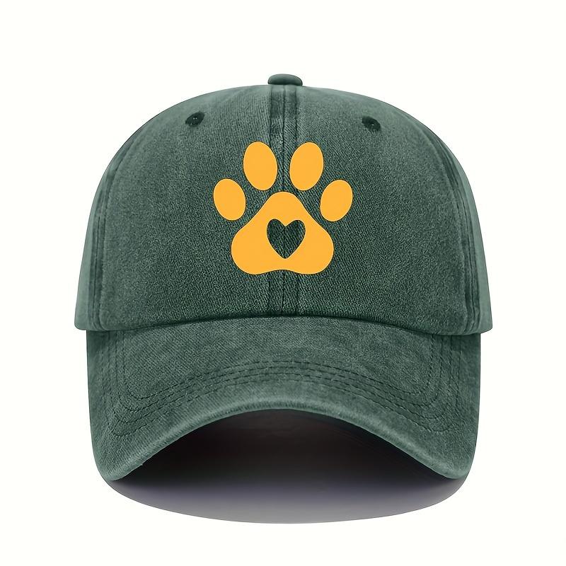 Retro Style Bear Paw and Heart-shaped Printed Baseball Cap - Women's Adjustable Lightweight Sun Protection Cap