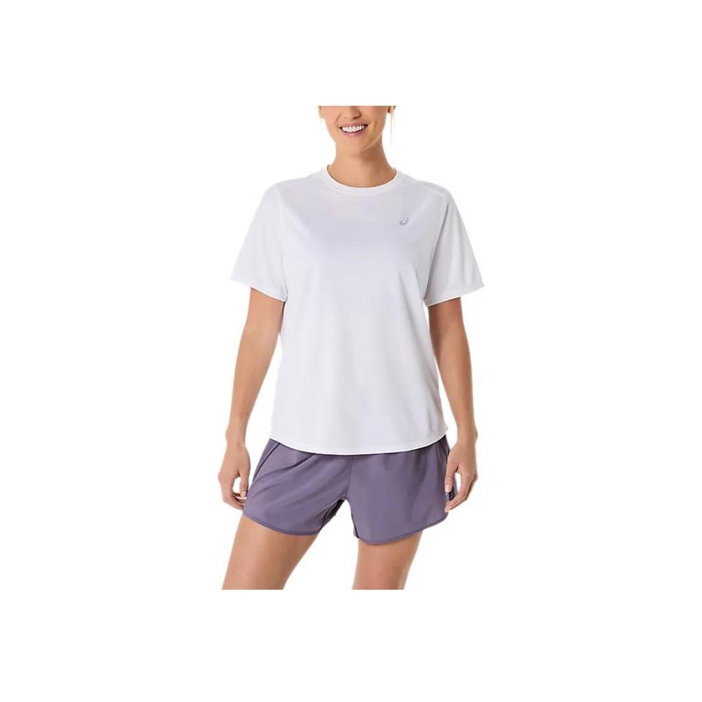 Asics Silver Lightweight Comfortable Round Neck Short Sleeve T-Shirt Women Tops Bright-White 2012D144-100