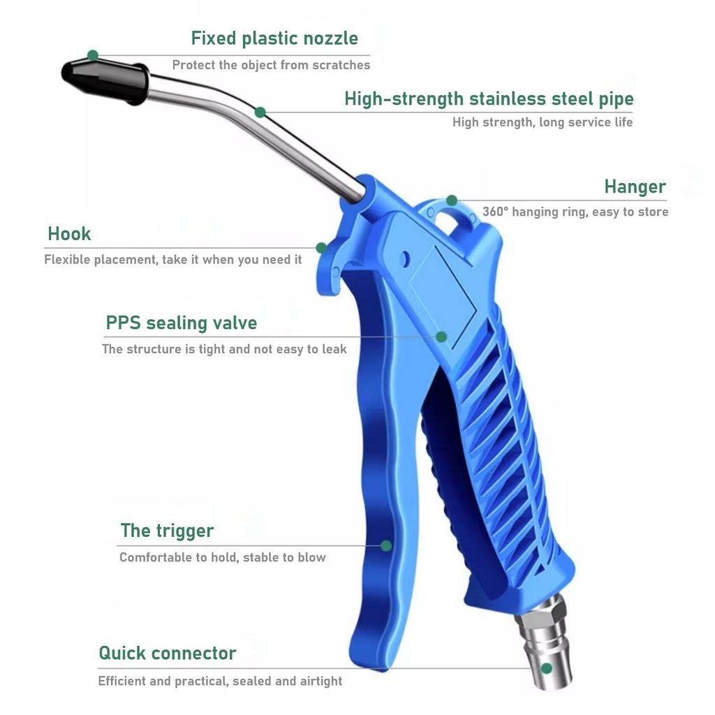 Ergonomic Air Blow Gun High Pressure Dust Cleaner Handheld Pneumatic Tool for Household Workshop Car Use