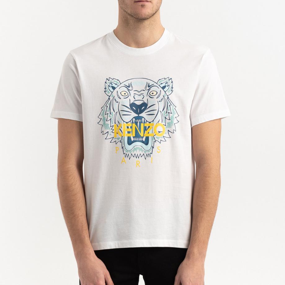 Kenzo T-shirt Classica Testa di Tigre da Uomo Bianca FA55TS0504YA-01