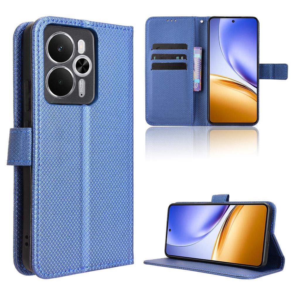 For Realme 14T 5G/Realme 14 5G Leather Wallet Case with Strap Diamond Texture Phone Cover