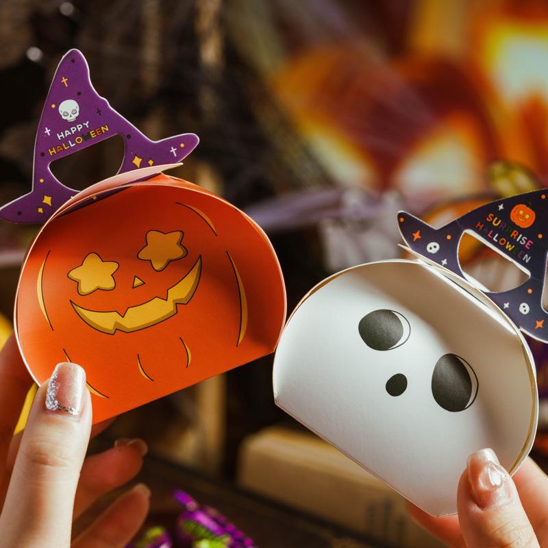 Halloween Ghost Candy Snack Box Happy Halloween Decoration For Kids Biscuit Cookies Gift Box Halloween Party Supplies