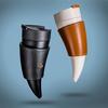 1pc Corner Coffee Mug with Stainless Steel Liner,Auspicious Design,Portable Travel Mug with Leather Case Carry Strap,230ml/7.8oz for Outdoor Use
