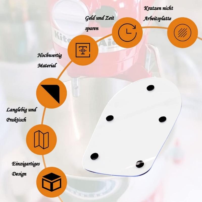 Clear Acrylic Mixer Slider Mat Coffee Maker Pad Moving Mat for 4.5-5QT 5K45SS 5KSM175PS 5KSM125 Stand Mixer Accessories