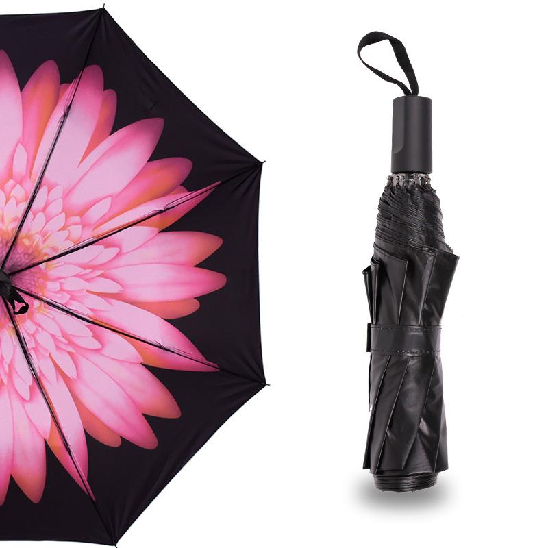 

Зонт звездного неба с цветком, анти-УФ-перевернутый зонт, обратный двойной слой наизнанку, защита от солнечного дождя розовый