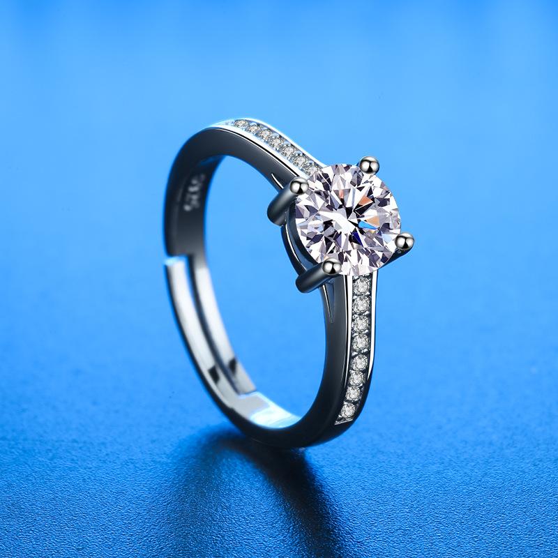 925 Silver Ring Heart AAA Zircon Open Adjustable Engagement For Women Wedding Fashion Jewelry Party Gifts
