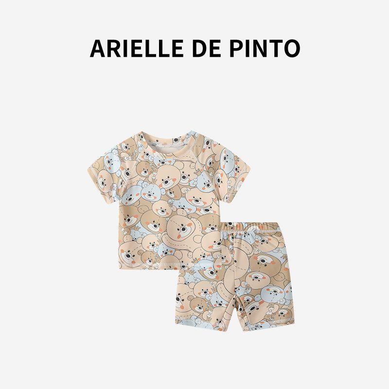 French Arielle De Pinto Children s Split Short sleeve Swimsuit Summer New Sun Protection Children s Swimsuit Khaki 130