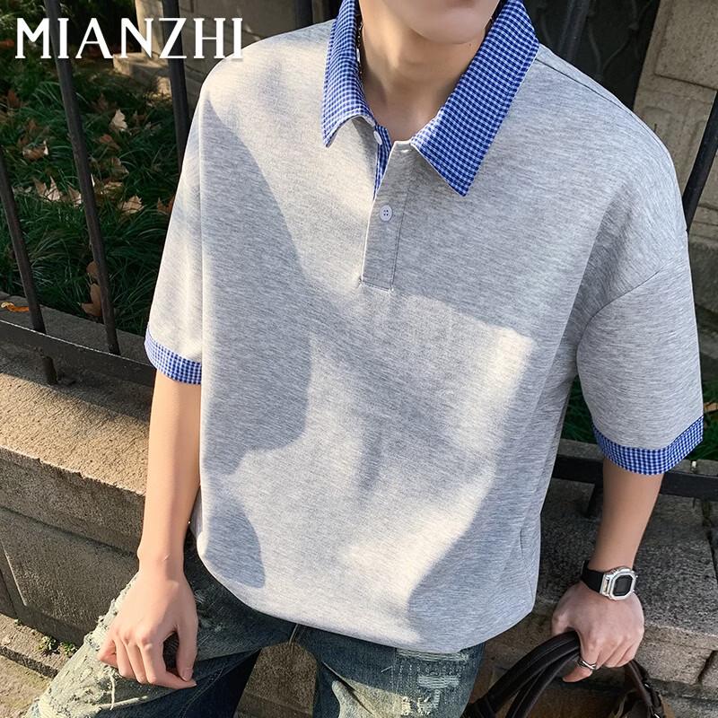Men s Faux Two-Piece Splice Polo T-Shirt 3XL