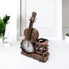 Violin Table Alarm Clock Desktop Pen Holder Storage Organizer Decorative Desktop Clock for Home Office Violin Finger Tape