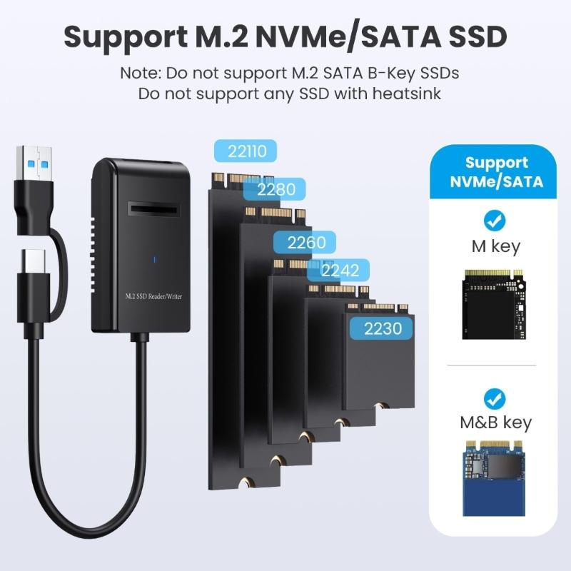 M.2 Mobile Hard Easy Drive Cable Nvme Protocol With Type C 3.2 For 2230 2242 2260 2280 22110 External M.2 Hard Drive