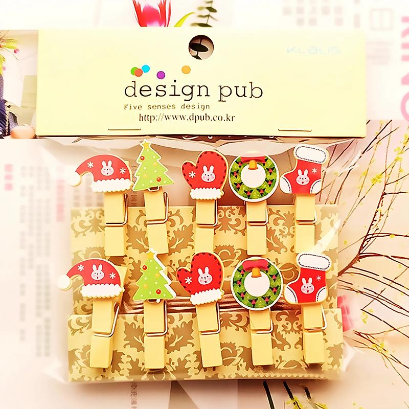 Cartoon Photo Display Decorated Odorless Christmas DIY Festive Atmosphere Gift Embellishment Wooden Clip Creative