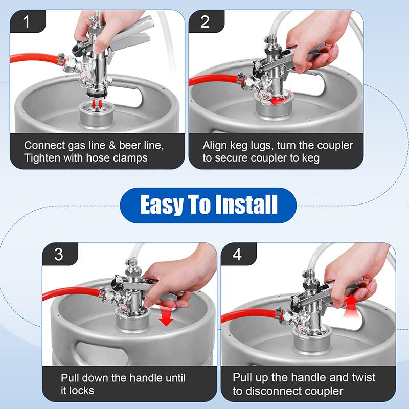 U System Keg Coupler, Draft Beer Keg Tap Coupler U Type Dispenser, Brewing Sankey Kegerator For Creamy Stouts