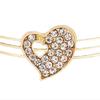 4 Pcs/Set Women Jewelry Heart Shape Rhinestone Inlay Golden Color Shiny Lady Bracelet Ring Set for Wedding