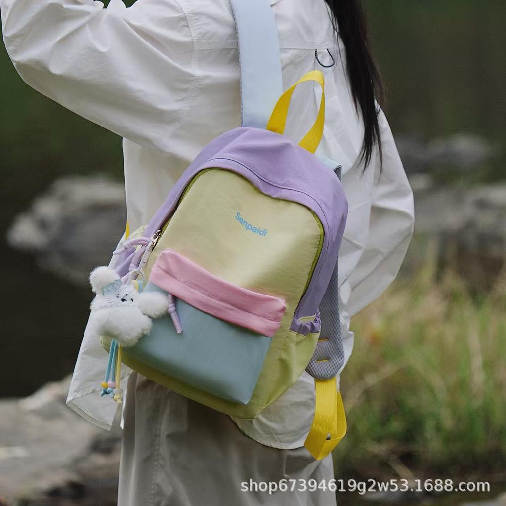 Schoolbag Korean version ins1011 new spring and summer dopamine contrasting backpack leisure sports travel college student backpack