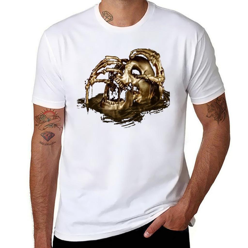 Black Sails Golden Skull Tshirt Plus Size Gym Sports Tshirt