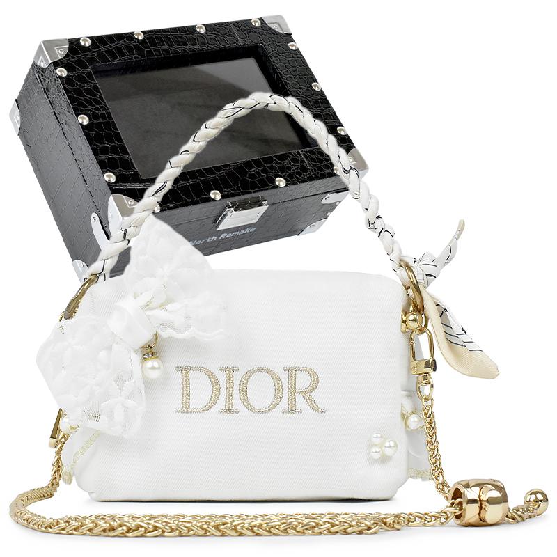 DIOR DIY Style Cosmetic Bag White Moon Flower-Black Gift Box чёрный