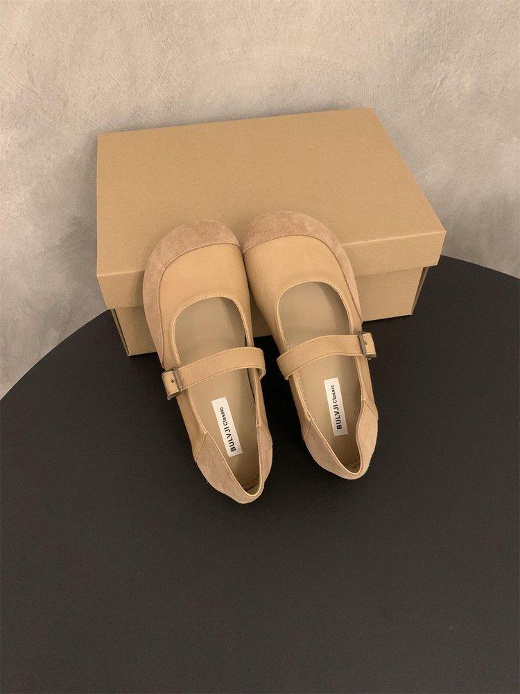

Mori retro Mary Jane round head single shoes women s 2024 new light mouth suede one-word buckle with skirt single shoes 40 верблюд