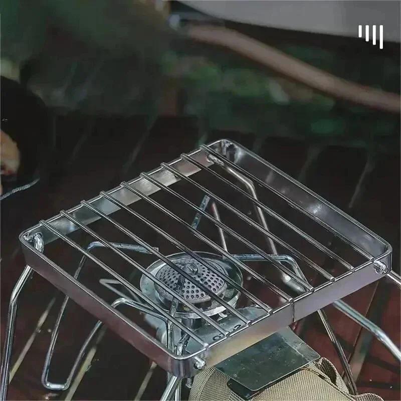 1PCS Outdoor Stainless Steel Stove Holder Camping Portable Folding Mini Barbecue Rack Pot Holder Baking Tray Holder