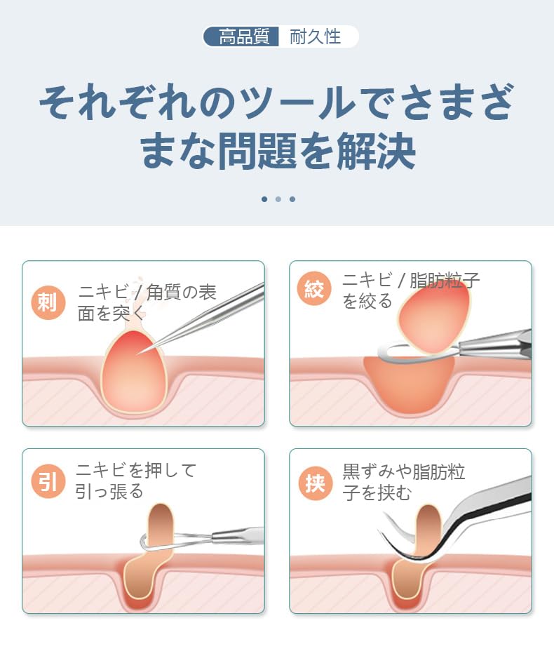 Set of Blackhead Nose and Storage Includes Antibacterial Stainless Steel Acne Cell and Super Sharp 5 Stainless Steel Acne Squeeze and Remove Fat