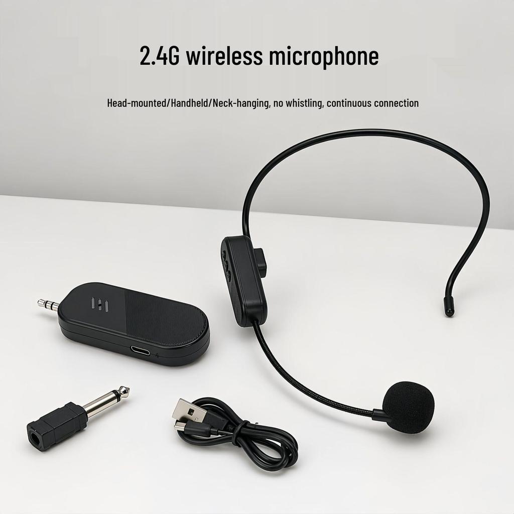 Universal 2.4G Wireless Microphone Headset & Amplifier for Teachers, Tour Guides, and Outdoor Use.
