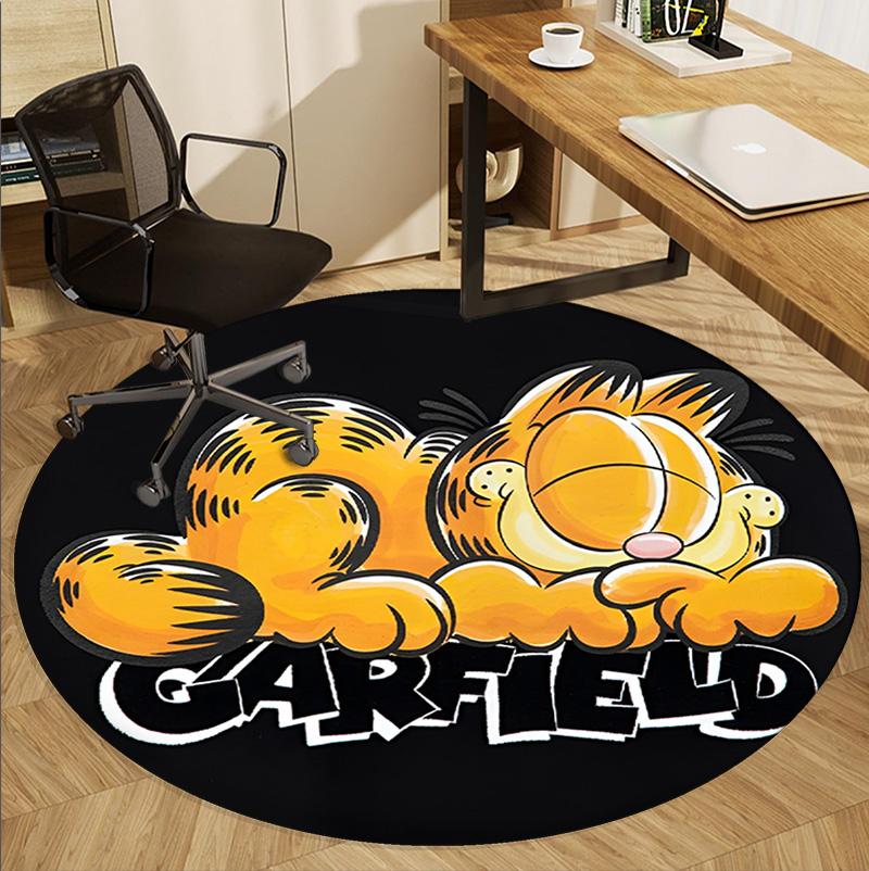 Garfield Pattern Round Rug, Indoor/Outdoor Mat, for Picnic, Gameroom, Bedroom, Office, Living Room, Home Decor Carpet, Birthday Gift