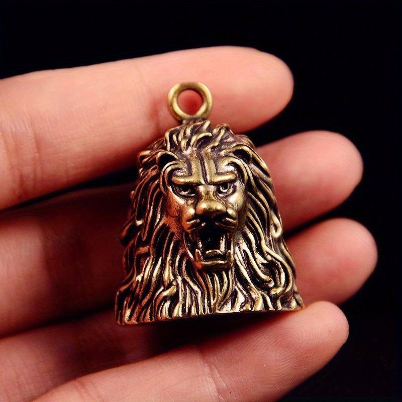 

Brass Lion Bells Ornament Figurine Keychain Car Key Ring Pendant Motorcycle Lucky Charm Pendant for Bike Decoration 1pc