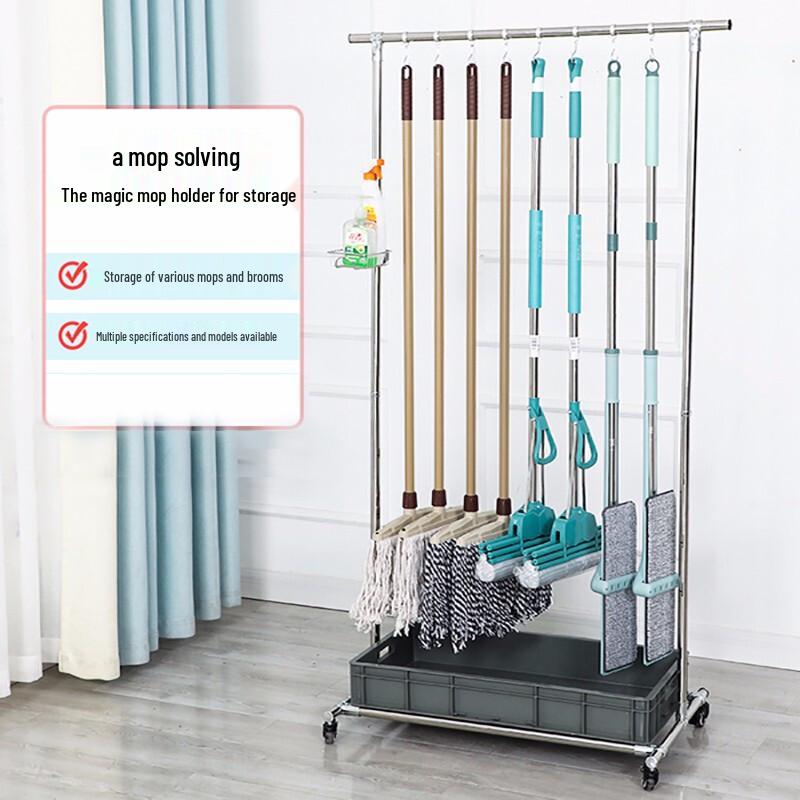 Stainless Steel Movable Mop and Broom Holder