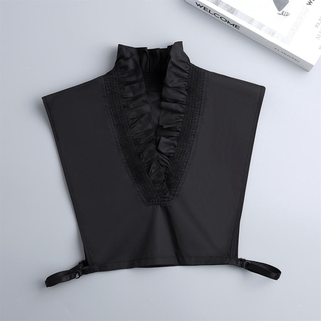 Perfect Match Front Tie White Fake Collar Stand Beads Detachable Collar Fake Vintage Crystal Lace False Blouse Collar Half Shirt Accessories