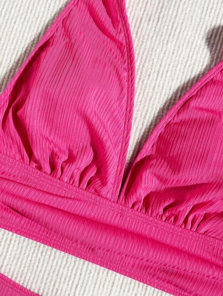 2024 Sanya Sexy Solid Lace-Up Halter Bikini Women's Swimsuit Hot Style