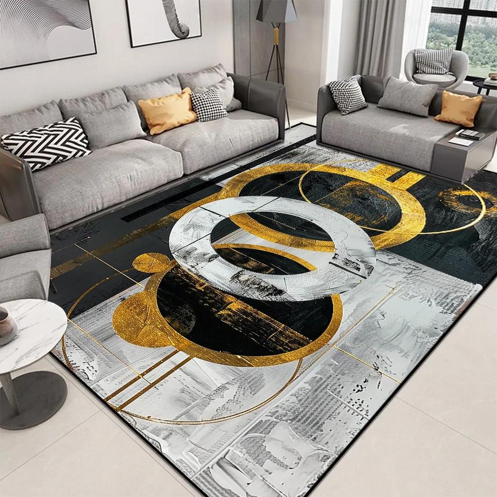 Geometric Large Area Rug – Modern Luxury Carpet for Living Room Sofa Bedroom, Non-Slip Washable Floor Mat
