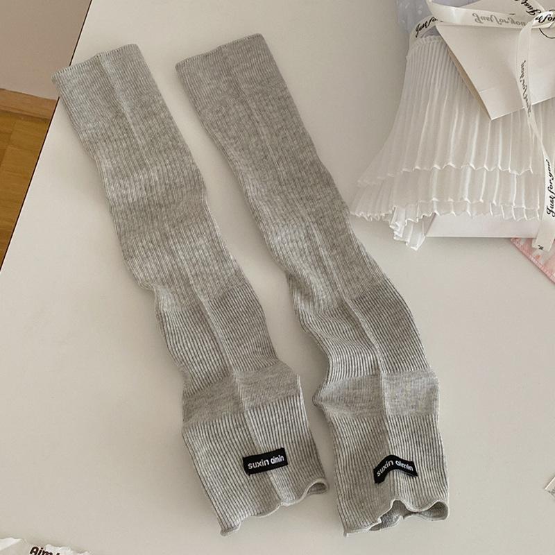 Lolita Leg Warmers Women Cotton Thin Breathable Knee Socks Stocking Knitted Foot Cover Jk Girl Leg Warmer Solid Color Long Socks
