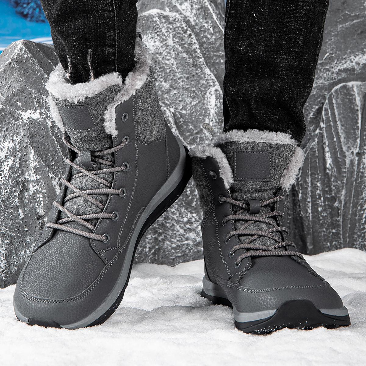 Winter Men s Snow Boots Outdoor Slip-Resistant Durable Warm Boots Simple Stylish Versatile Casual Shoes Botas Para Hombre Male 39 серый 4590₽