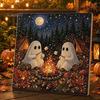 Halloween Room Decoration Faux Pearl Art DIY Kit, Spooky Cute 3D Beads Painting Crafts Stress Relief Project for Adults Beginners, Seasonal Wall with