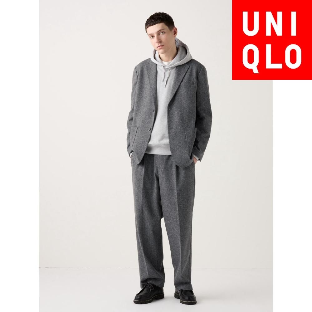 

Uniqlo Japan Tuck Широкие брюки елочка 07 GRAY/S