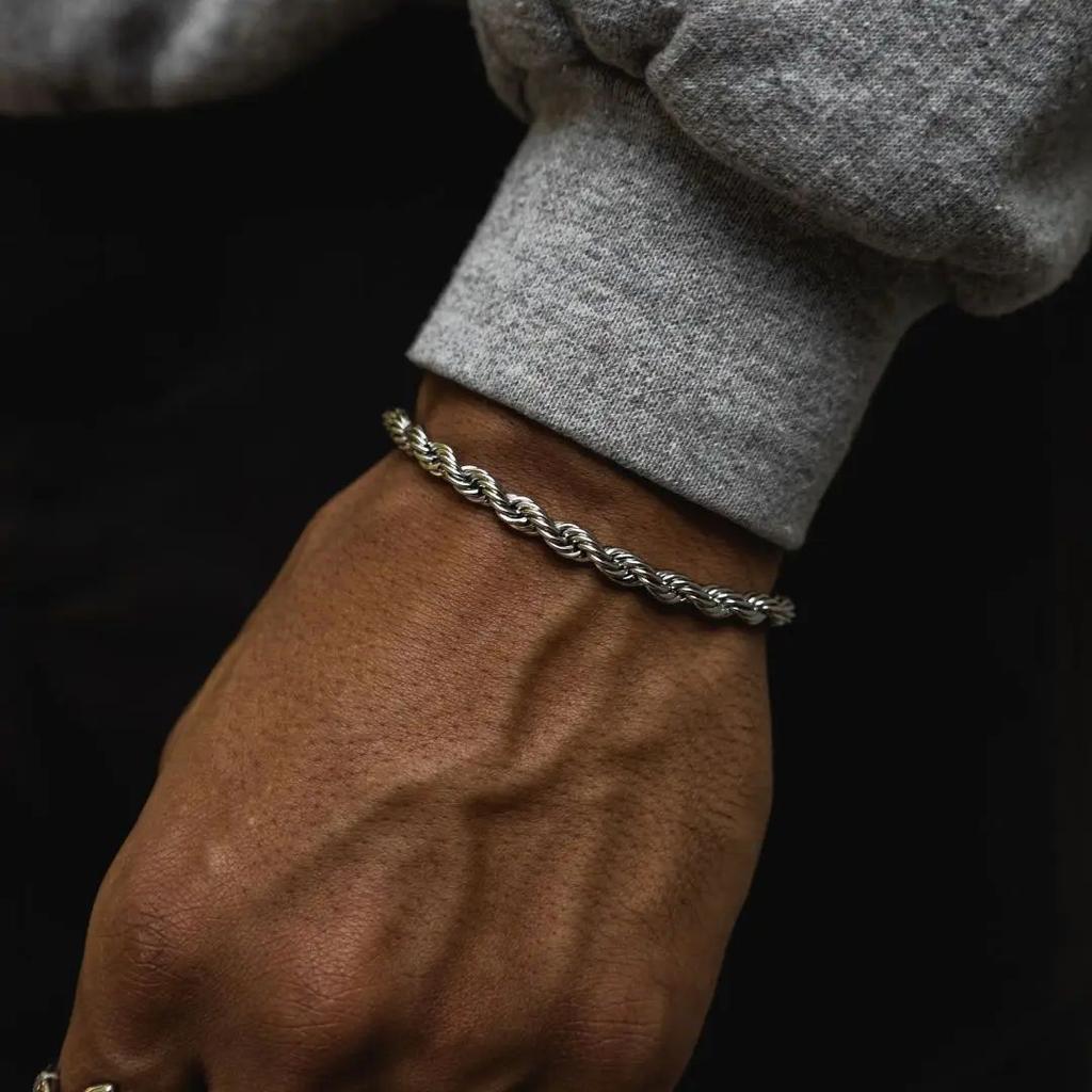 2/3/4/5mm Men's Stainless Steel Twisted Rope Chain Bracelets,Hip Hop Punk Adjustable Gold Color Chain Wristband Gift