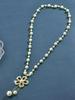 1pc Handmade Beaded Faux Pearl Zinc Alloy Flower Necklace For Daily Wear For Women