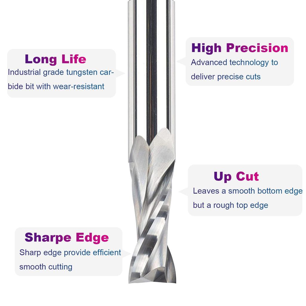 SpeTool Upcut Spiral CNC Router Bits with 1/2 Inch Shank , 1/2 Inch Cutting Diameter HRC55 Solid Carbide CNC End Mill for Wood Mortises and Cutting