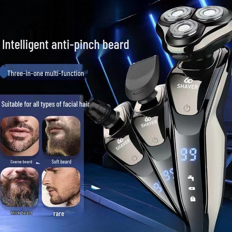 German Electric Shaver: 6-in-1 Multifunctional, Floating Triple Head, Waterproof Men's Beard Razor