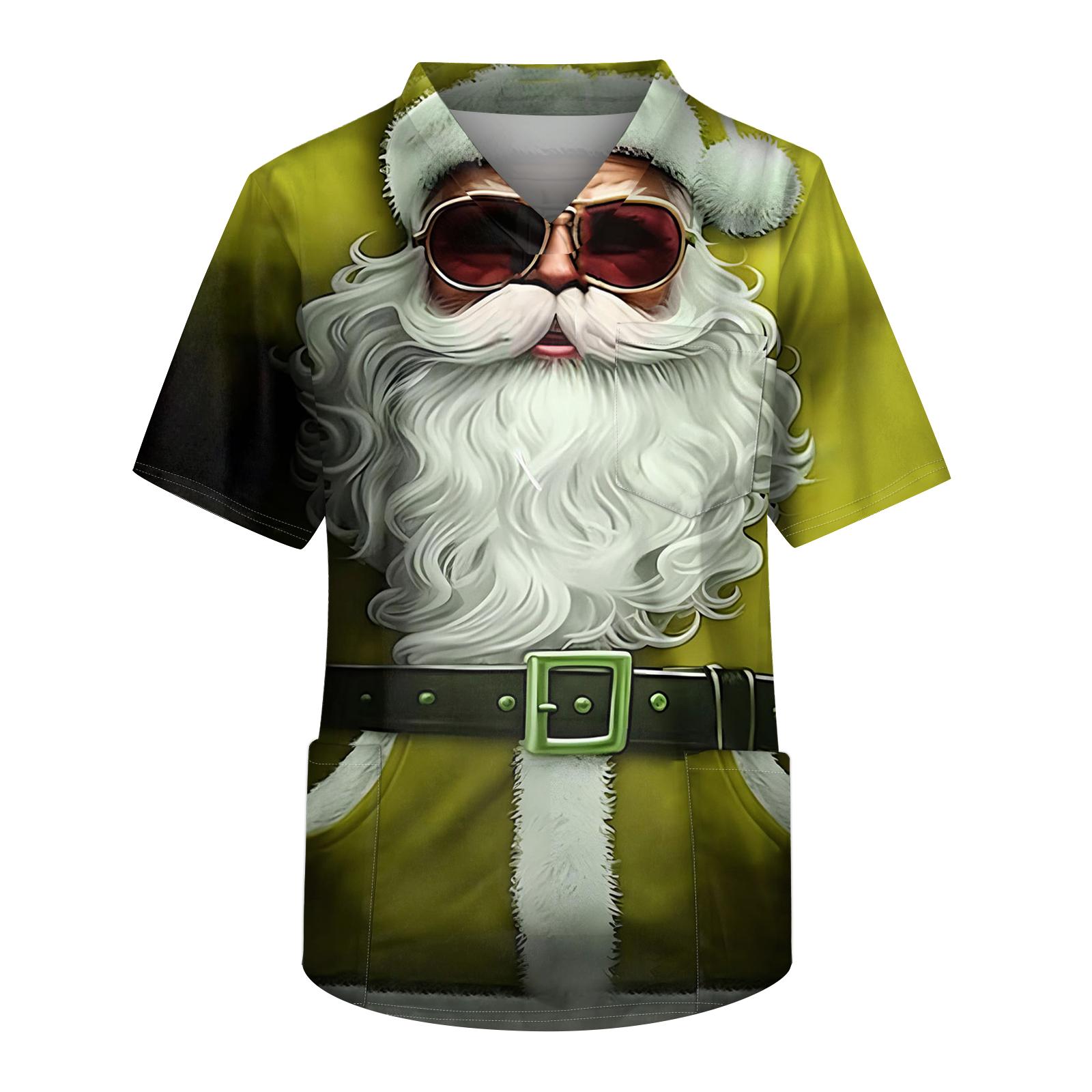 

Мужская рабочая блузка с короткими рукавами и v-образным вырезом с принтом, топ с нагрудным карманом XXXL