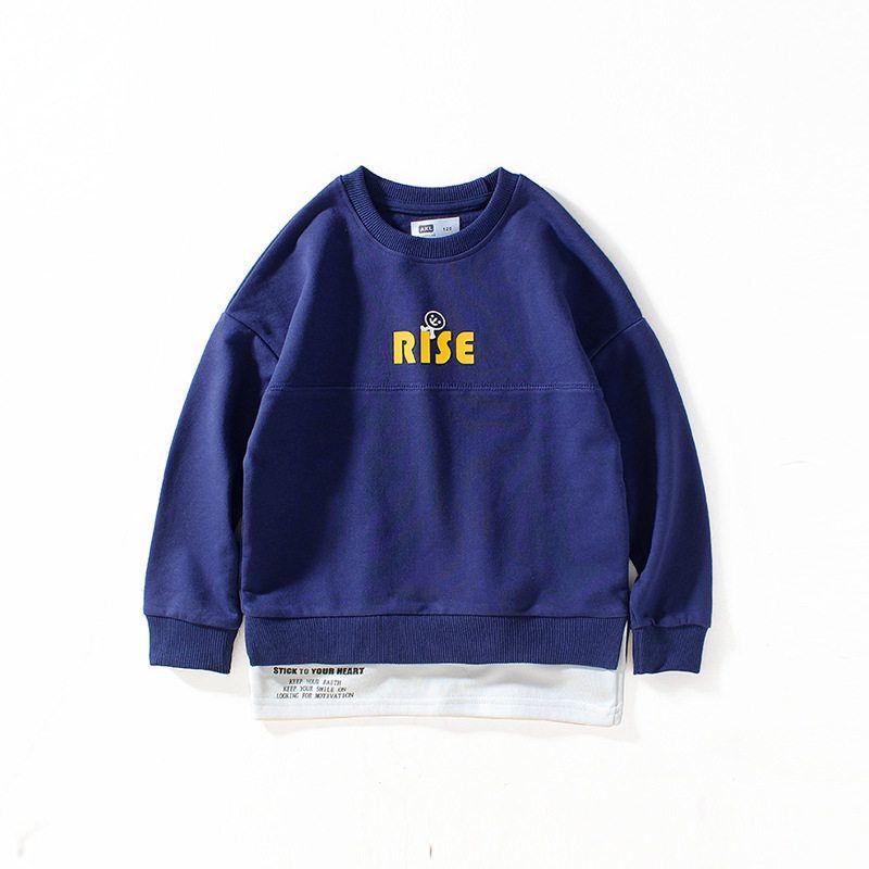 False Two-Piece Sweaters Spring and Autumn Long-Sleeved Terry Clothes for Younger Children