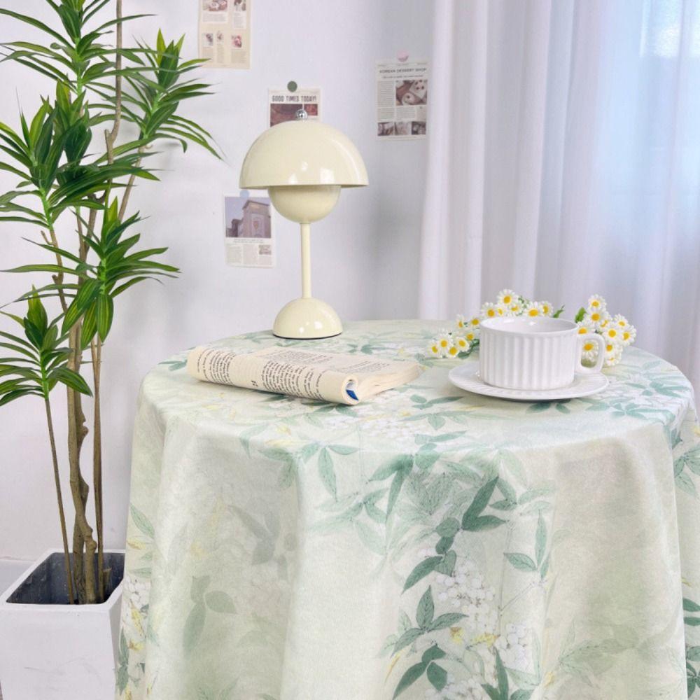 Chinese Style Printing Floral Table Cloth Light Luxury Round Table Tablecloth Cute Picnic Mat  Home